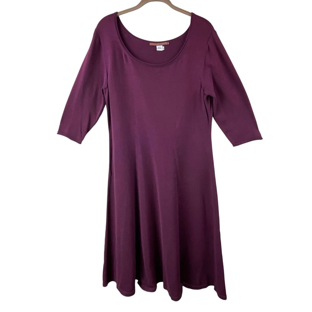 Peruvian Connection 100% Pima Cotton Sweater Dress Size Large Petite Burgundy
